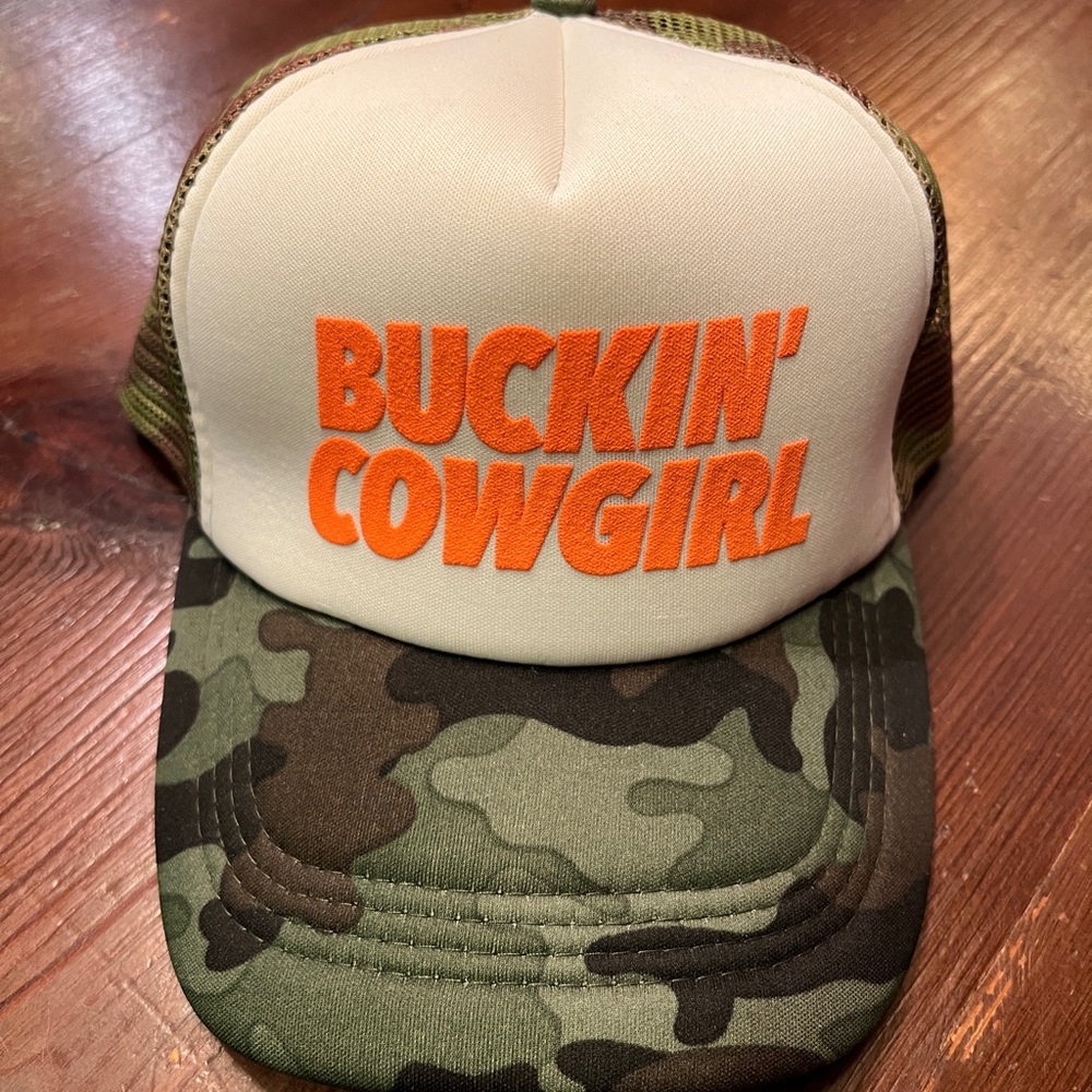 Buckin' Cowgirl Camo Trucker Hat